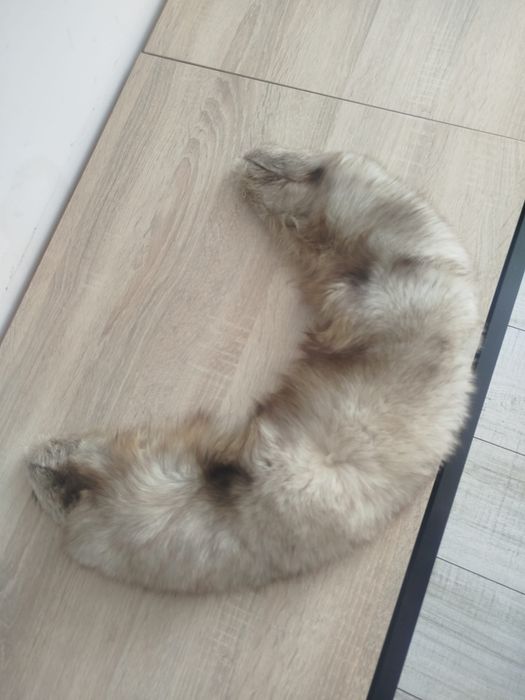 Guler lat tip șal din blană naturală de vulpe, cu căptușeală și găici de prindere