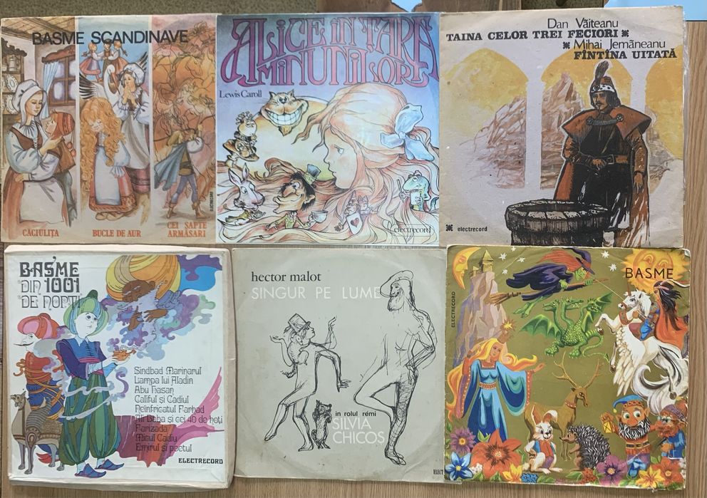 Vinyl-uri povesti, casete audio,cantece copii, limba germana si romana
