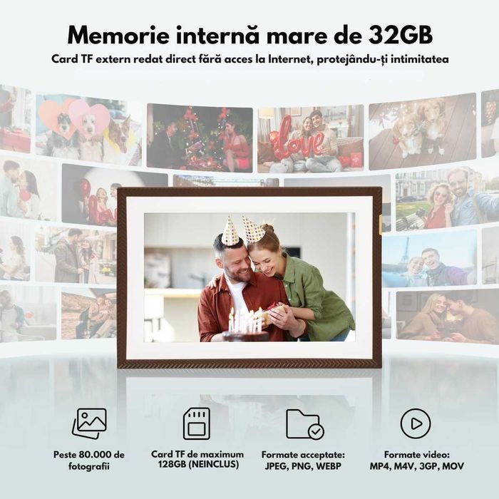 Rama Foto Digitala Wifi, Ecran IPS HD 10.1 inch, Memorie 32GB,Qova D10