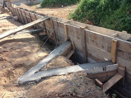 Подпорни стени площадки от бетон дренаж Груб строеж фундамент зидария