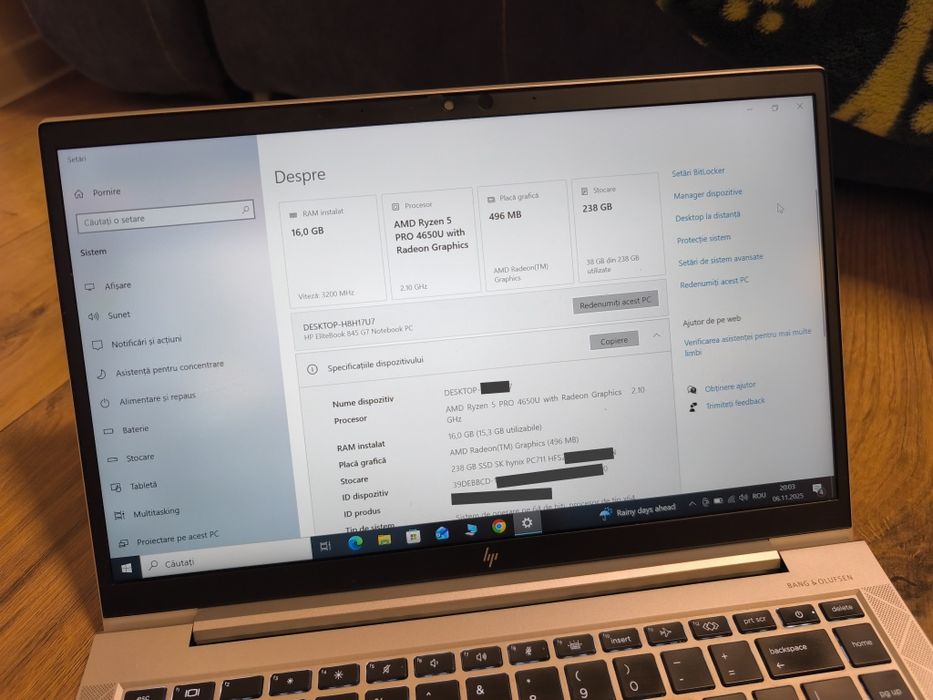 Laptop HP EliteBook 845 G7 Notebook PC  16g RAM ssd256