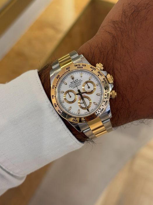 Rolex Daytona Two Tone Yellow Gold White Dial ETA 4130