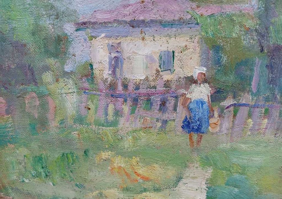 Tablou vechi - rufe la uscat - semnat Sirato