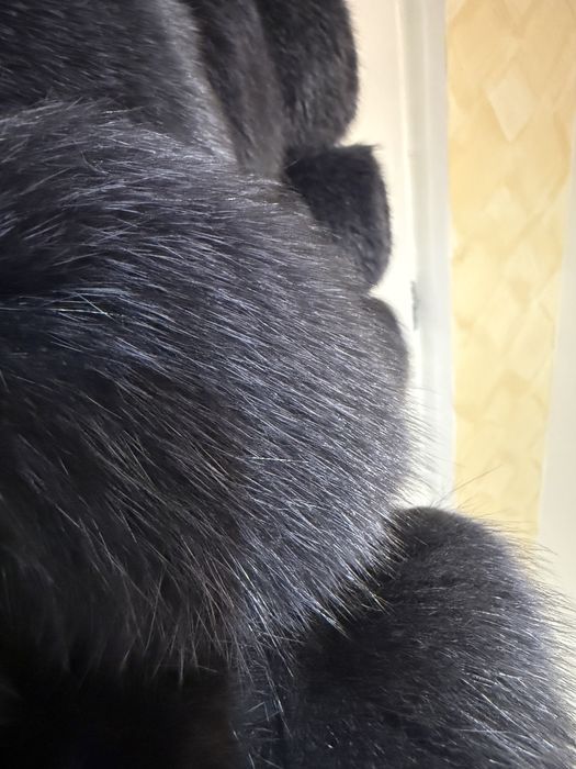 Vestă din blană naturală de vulpe – negru albăstrui | mărimea M/L