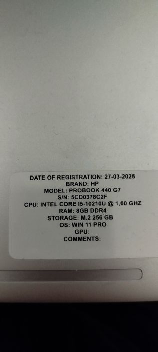 Лаптоп HP ProBook 440 G7 Windows 11 Pro 256GB SSD