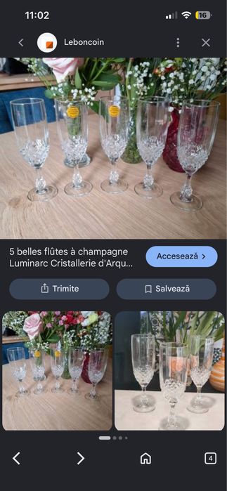 Set 7 pahare sampanie frantuzesti posibil cristal