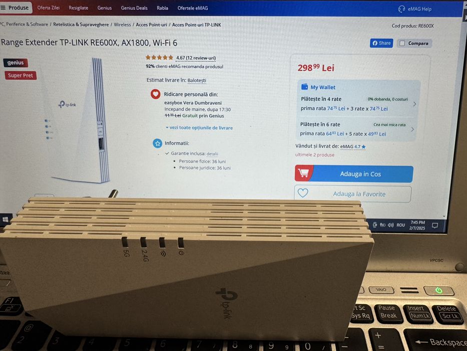 Extender tplink re600x, wifi 6