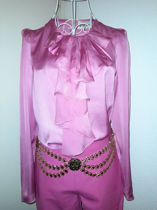 Pantaloni roz Barbie din piele naturala