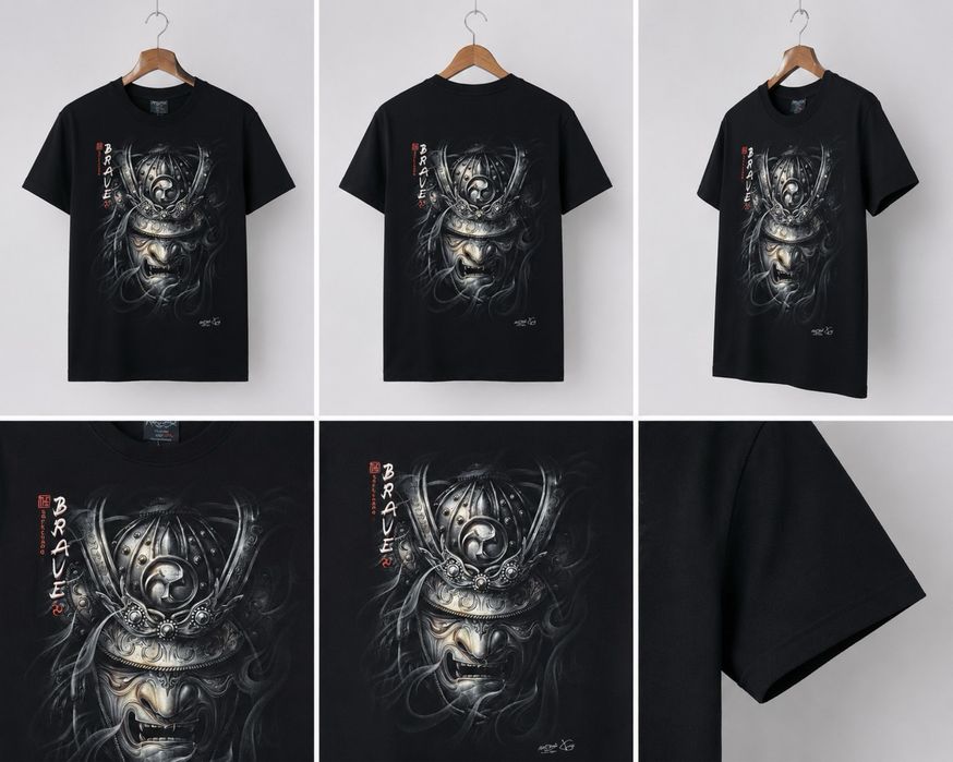 Vand Tricou bărbătesc negru – design Samurai / Brave