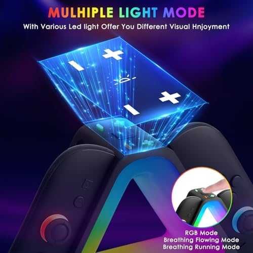 Нова Зарядна Станция за Switch 2 Joy-Cons 4x Контролера RGB Осветление