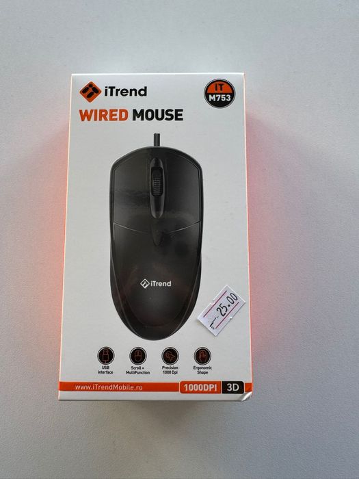 Mouse cu fir USB – plug & play, compatibil PC & laptop