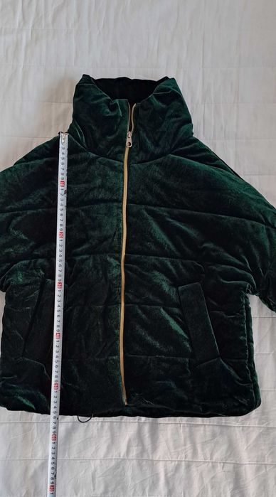 Зелено топло кадифено дамско яке