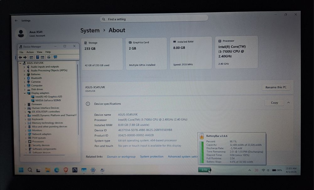 Laptop ASUS X541UVK stare perfectă, școală, browsing, filme