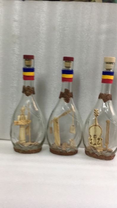 Sticle artizanale cu sculptura interioara, pt palinca Maramures Cadou!