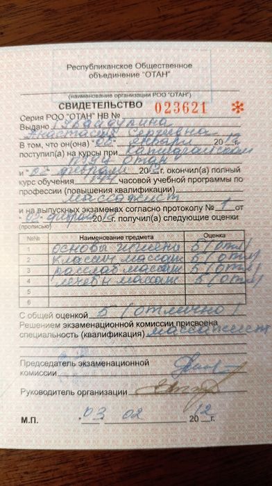 Массаж общий восстанавливающий.