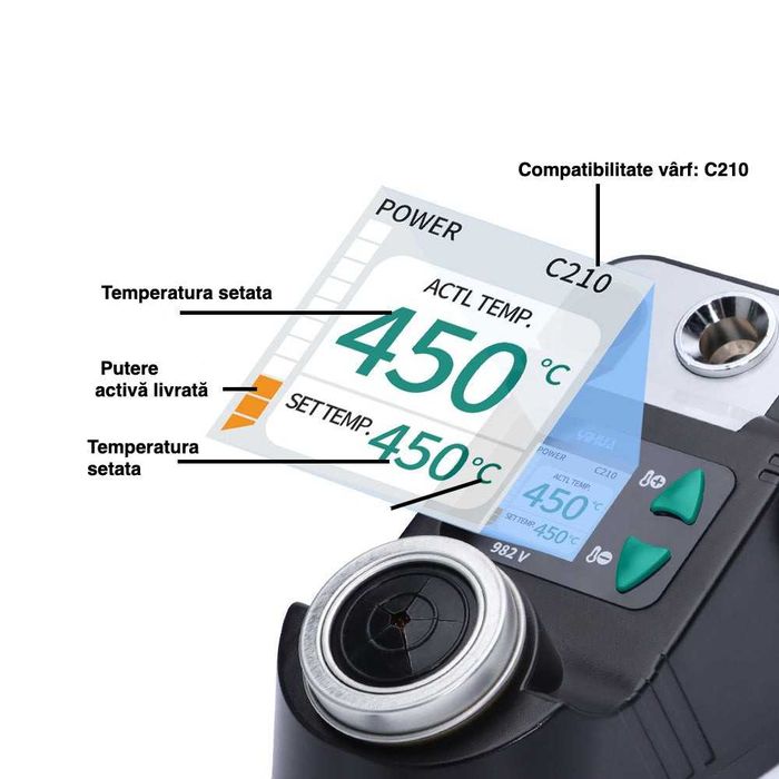 Statie de lipit YIHUA 982 V compatibila cu varfuri JBC C210