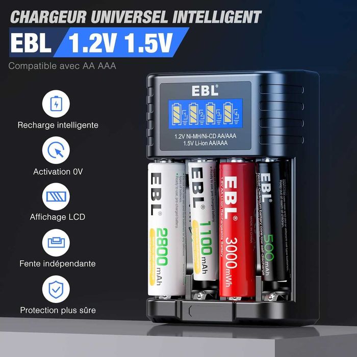 НОВО! Универсално зарядно за батерии AA / AAA – 4 гнезда с LCD дисплей