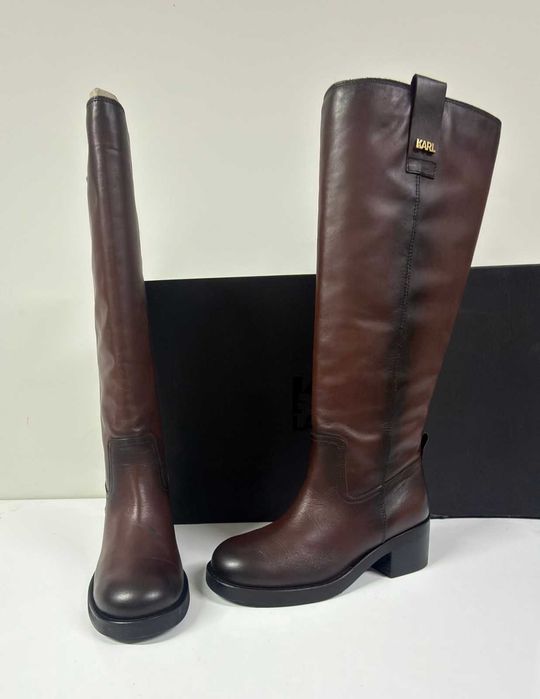 НОВИ Кожени ботуши KARL LAGERFELD Brooklyn Long Boot - Размер 36 (23 см стелка)