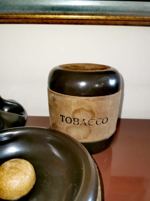 Италиански керамичен комплект за пушачи на лула 3 части рядка находка