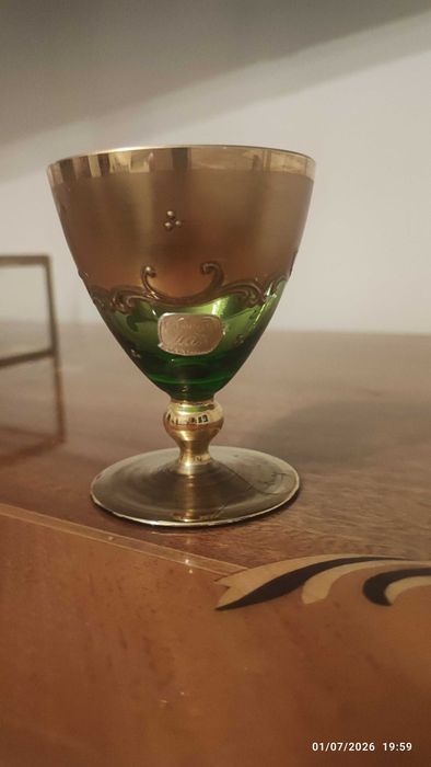 Vaza decorativa cristal Boemia si set 6 pahare decorative