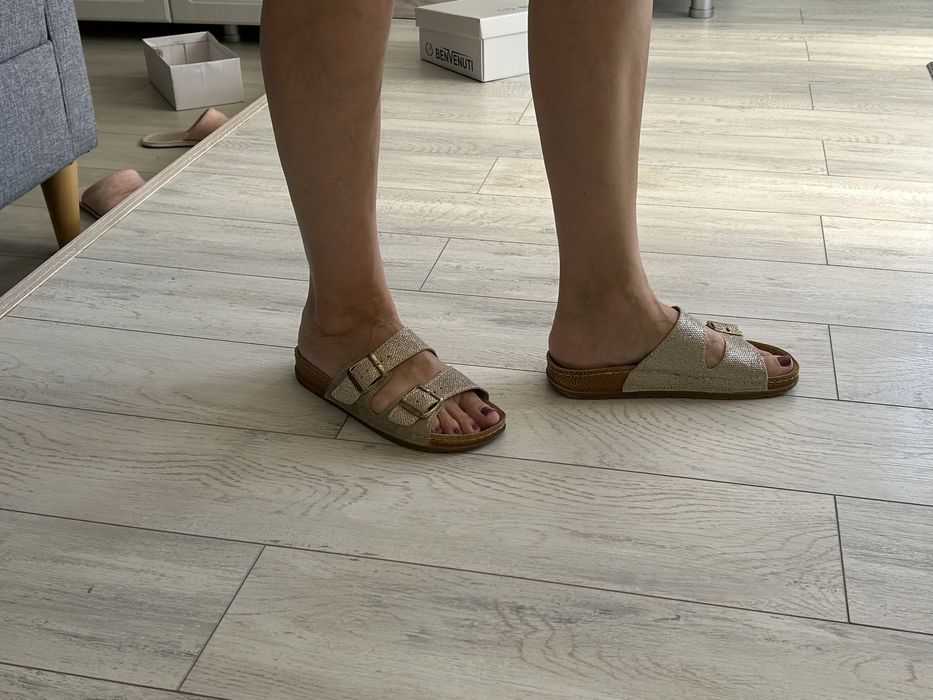 Papuci slapi argintii comozi marimea 37 Inblu