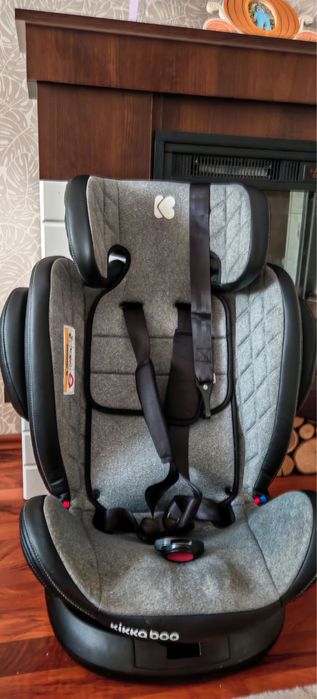 Scaun auto copii KikkaBoo ISOFIX, gri-negru