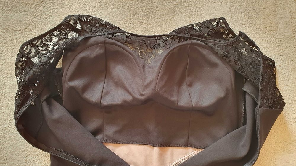 Rochie de seara dantela negru+roz mar 38