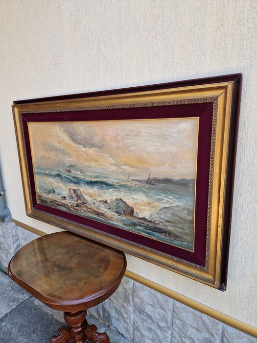 Маринизъм платно огромна картина масло авторска