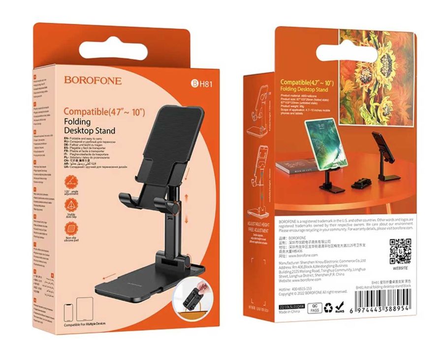 Suport de birou pentru telefon sau tableta Borofone BH81 negru