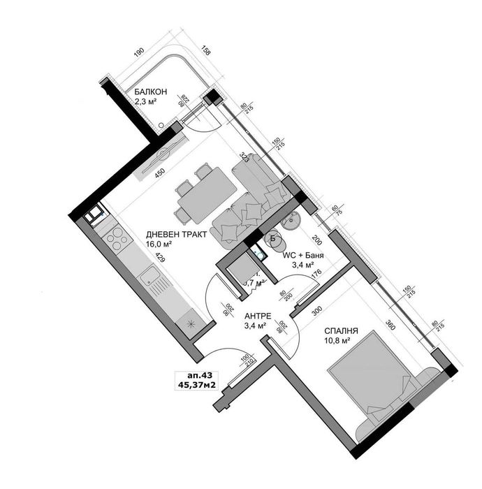 Продава се Двустаен апартамент в Варна, Левски - 53 кв.м за 823 €/кв.м - Снимка #1