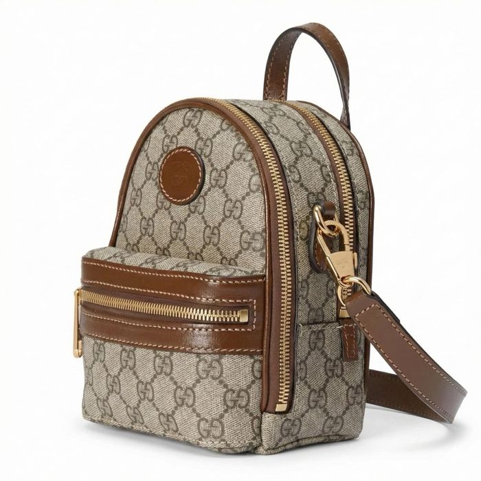Мини раница -GUCCI Mini GG Backpack - Beige & Brown