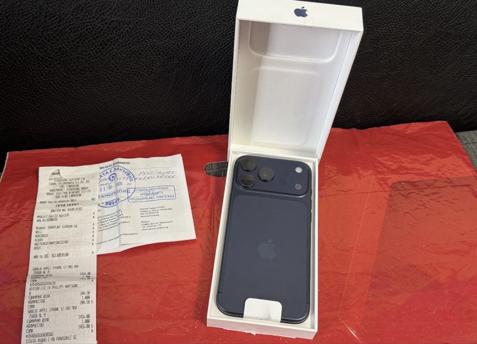 ЧИСТО НОВ 256GB iPhone 17 Pro Max Гаранция Технополис 2028 Blue
