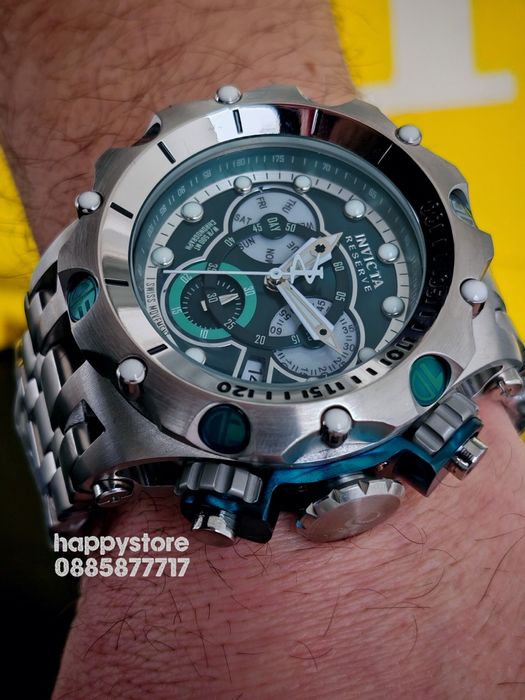 INVICTA Venom Reserve Silver green dial 54 mm, Инвикта нов часовник