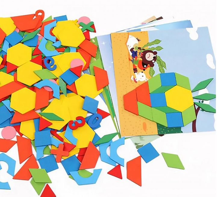 НАМАЛЕН! Нов дървен конструктор мозайка с 250 части строител + ШАБЛОНИ