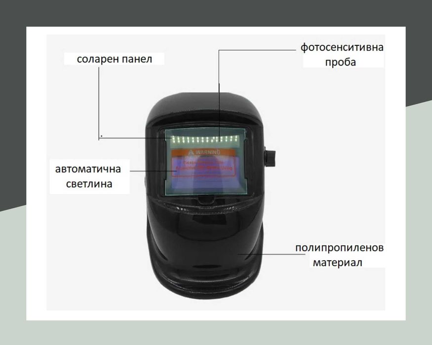Соларна маска/шлем за електрожен
