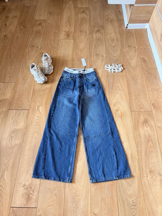 Calvin Klein!Дънки с висока талия с ластик Wild leg