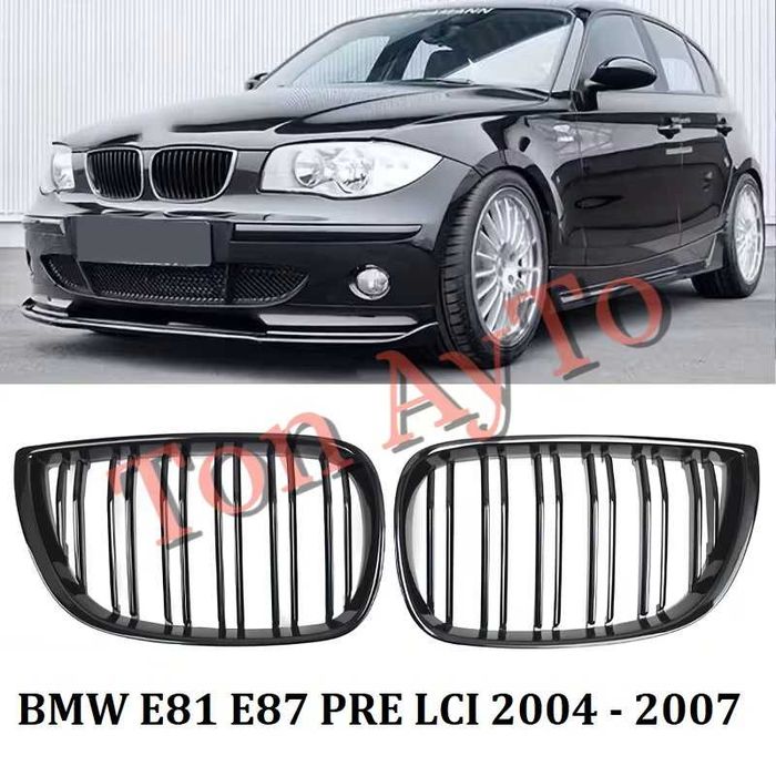 Двойни бъбреци БМВ BMW E81 E87 E82 E88 2004 - 2007 / 2007–2011 PRE LCI / LCI Черен Гланц Комплект