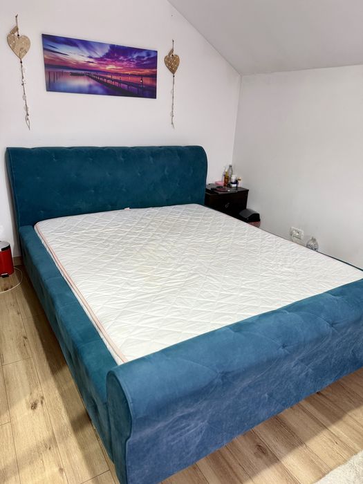 Pat tapițat premium + saltea inclusă - stare foarte bună - Constanța