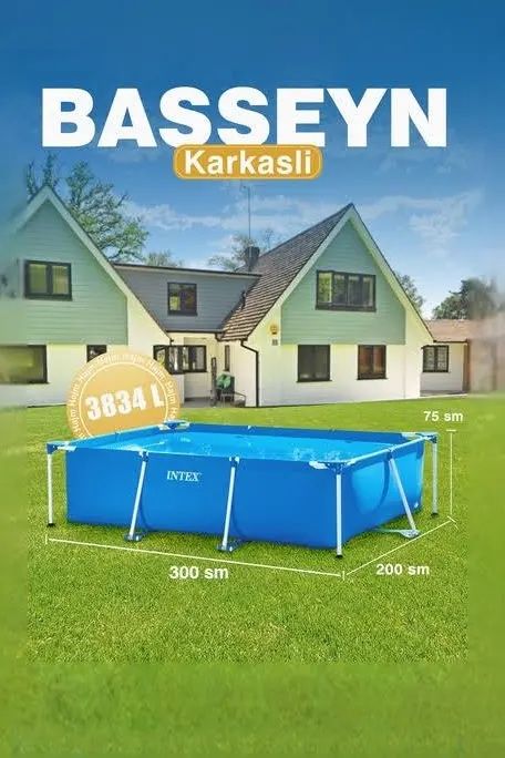 Karkasniy basseyn Intex 300x200x75 metr+Dastavka