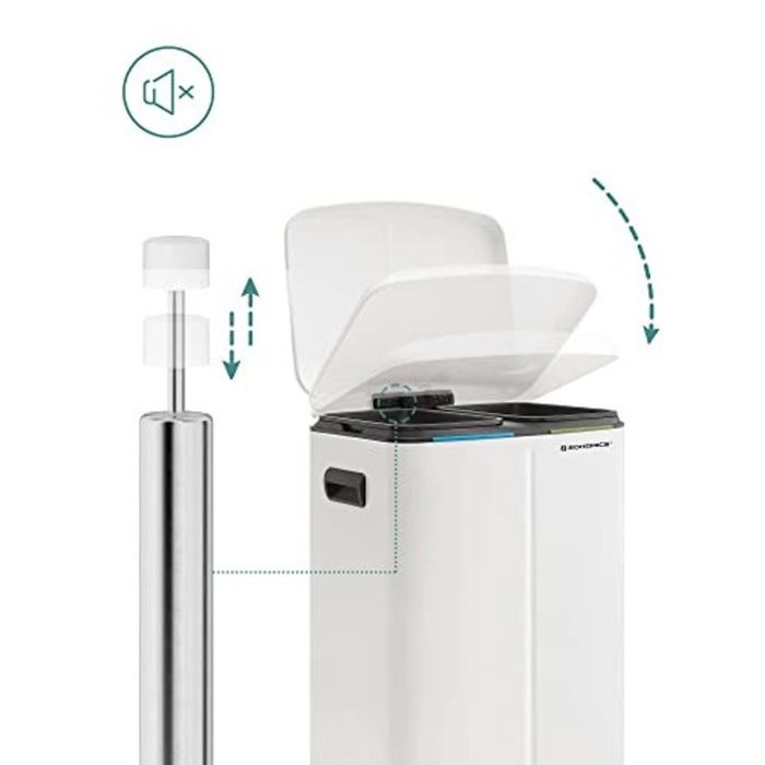 Кош за рециклиране, Songmics, 2 x 20L, бял, Soft-Close