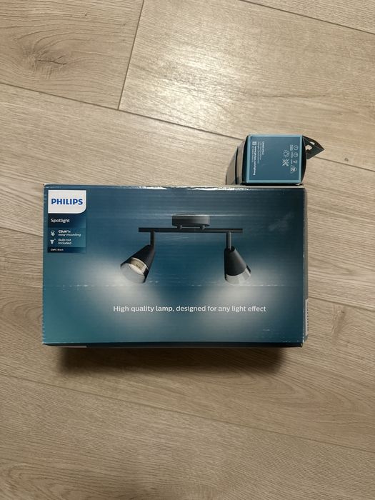 Spot Philips Cleft, 2xGU10, max. 5W, montare plafon/perete, IP20, 12x27x15 cm, Metal, Negru