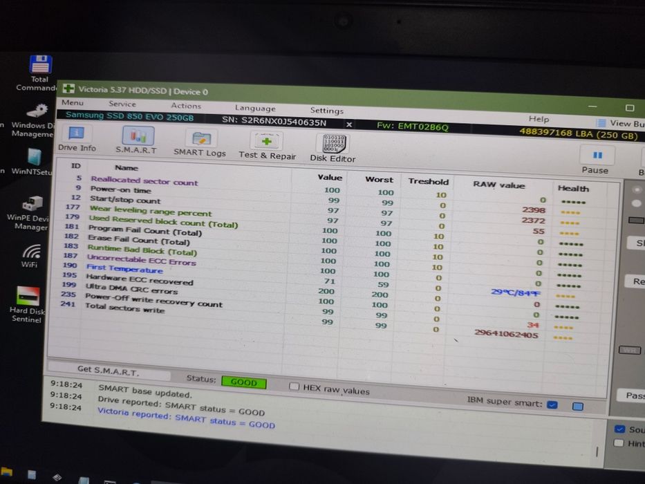 Ssd Samsung 850 Evo 256gb 97%