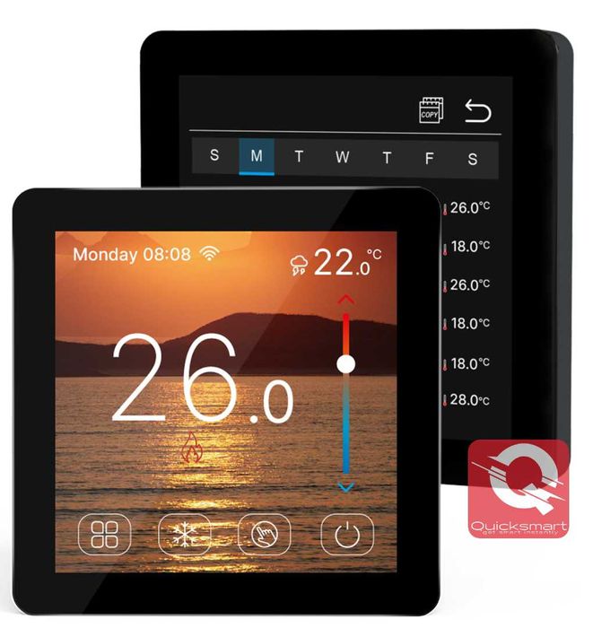 Termostat pardoseala Q50 cu fir, Ecran color cu Touchscreen, Smart app
