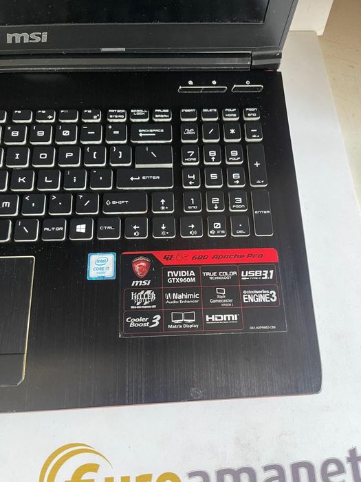 Laptop Gaming MSI G62 6QD Apache Pro Intel i7,SSD 250GB,GTX 960 -A-