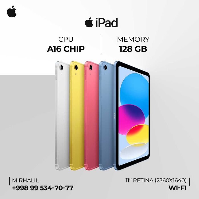 Apple iPad A16 128GB (Wi-Fi) SILVER/PINK/BLUE