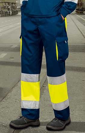 Pantaloni de Vizibilitate Ridicată multi-buzunare bicolor.