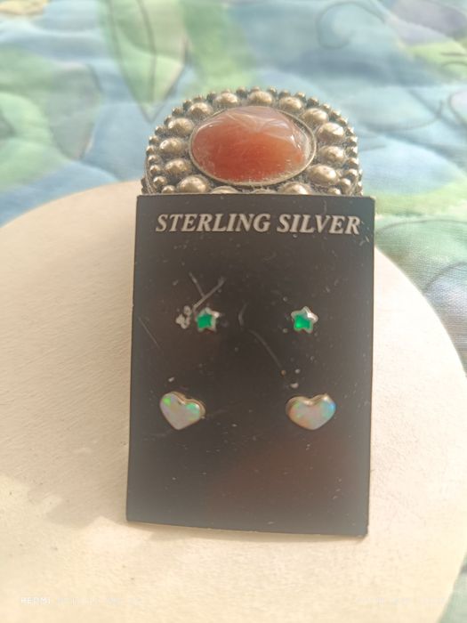 Сребърни обеци с винтчета, подходящи за втора дупка за ухото или дете