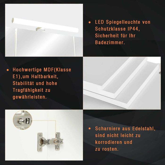 Шкаф огледало за баня с ЛЕД LED осветление, контакт ключ за осветление