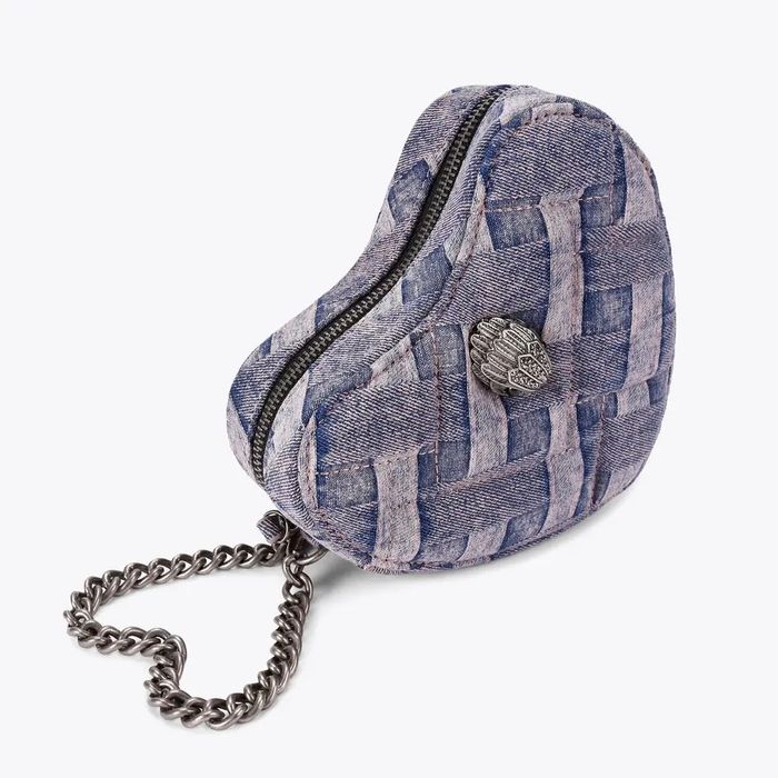 Дамска чанта сърце Kurt Geiger цветна, дънкова, кожена