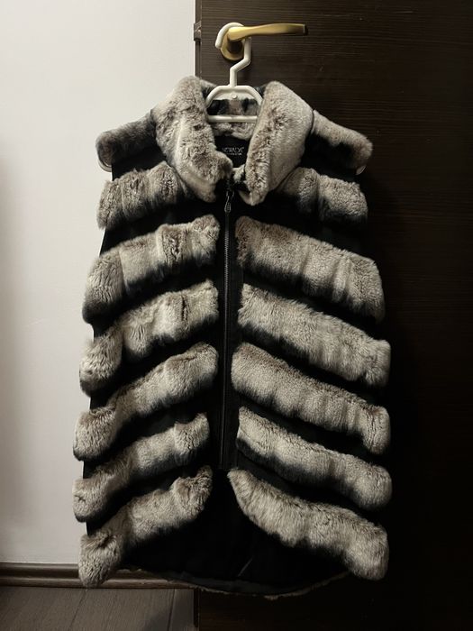 Vesta din piele si blana naturala